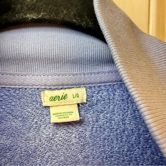 Aerie Light Blue Quarter Zip Lightweight Sweatshirt - Picture 5 of 5